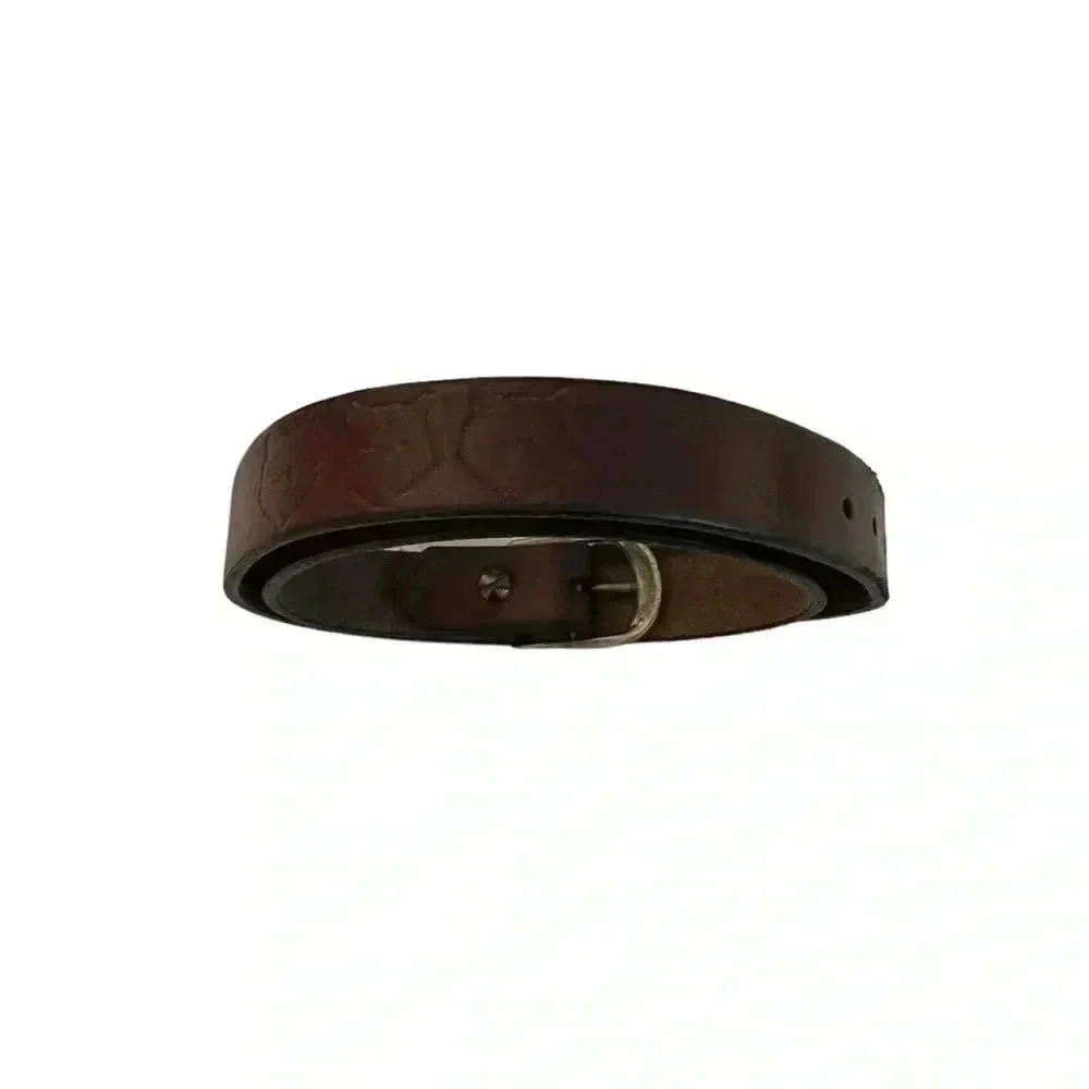Men’s' Leather Belt With Three Wolves & a leaf